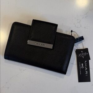 Tahari Black Vegan Leather Clutch